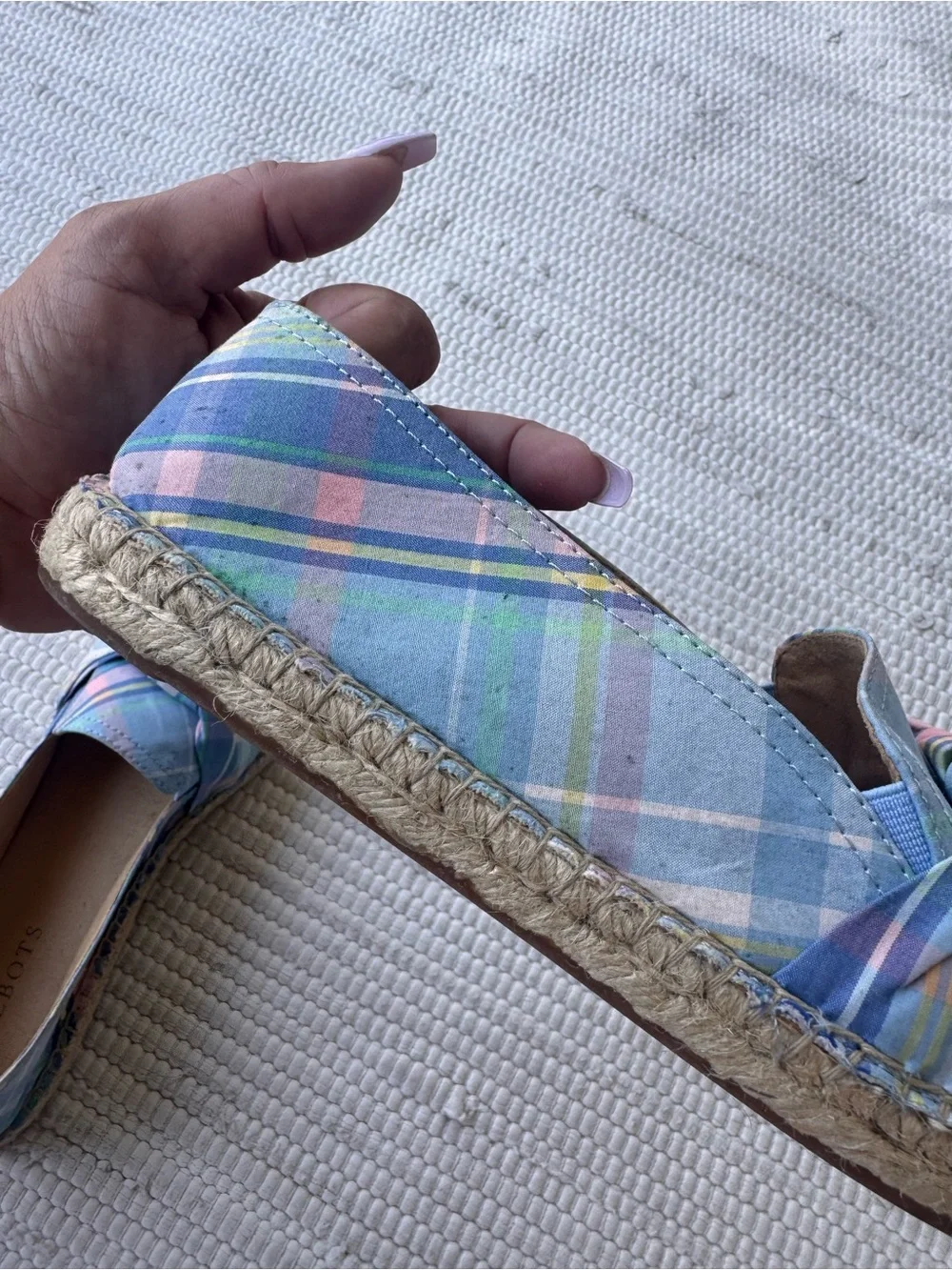 Talbots Pastel Plaid Espadrille Loafers in Blue, Pink, Yellow